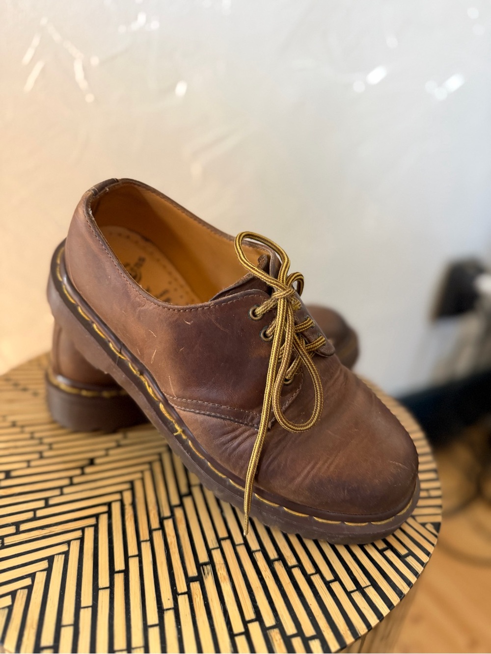 Vintage Doc Martens Brown Chunky Oxford Lug Shoes 1561 Made in England, UK5 US7